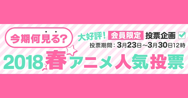 今期何見る 18春アニメ人気投票結果発表 Dアニメストア